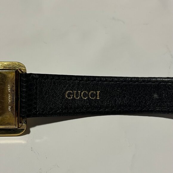 Womens Gucci Brown Gold-Plated Square Case 14 GG Buckle Leather Band Wristwatch - Picture 6 of 16
